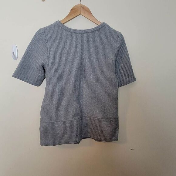 Boden Short Sleeve Ribbed Top in Heather Gray W0067 Size 8 - Picture 4 of 4
